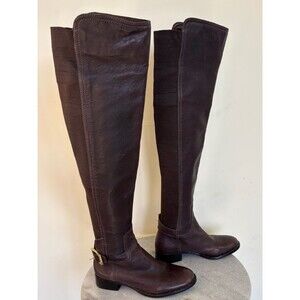 Tory Burch over-the- Knee-High Leather Riding Boots in Dark Brown-Sz 5 Old Money